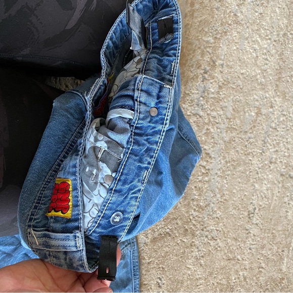 Empyre Vintage Look Cargo Jeans Pants Wide Leg Pockets Medium Wash: 26 - Picture 9 of 13